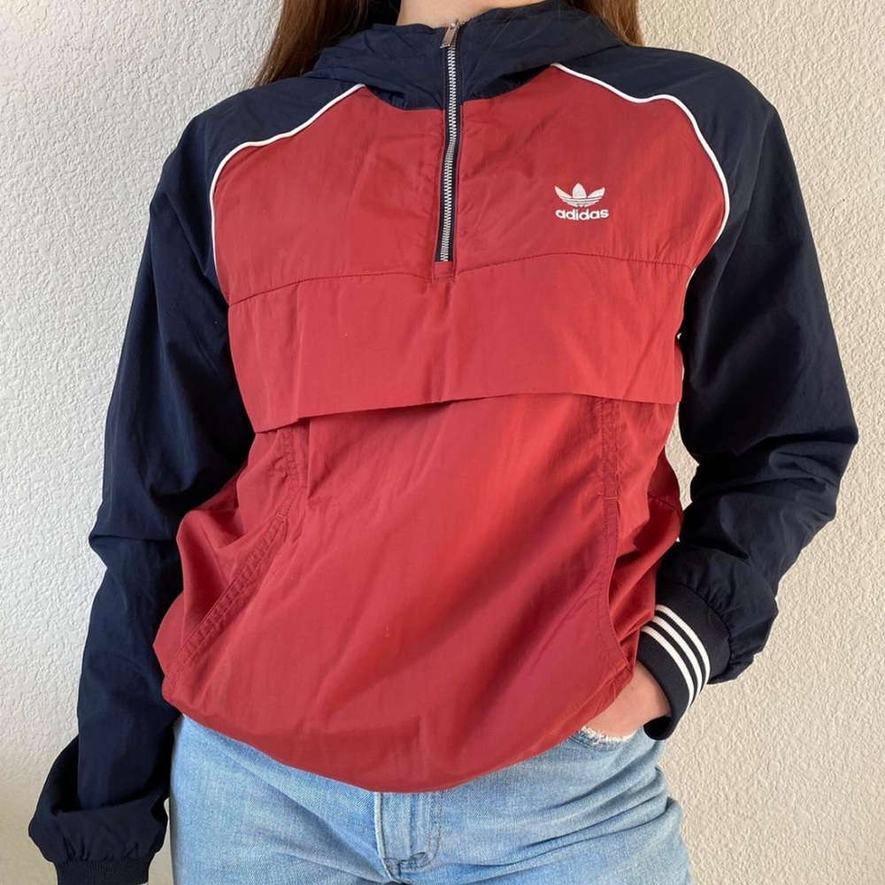 Women’s Vintage style adidas windbreaker Jacket 1/4 zip up Size Small - Picture 2 of 11